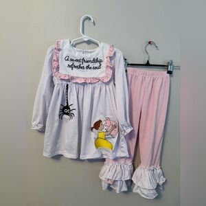 Emi Claire Pink and White Charlottes Web Matching set